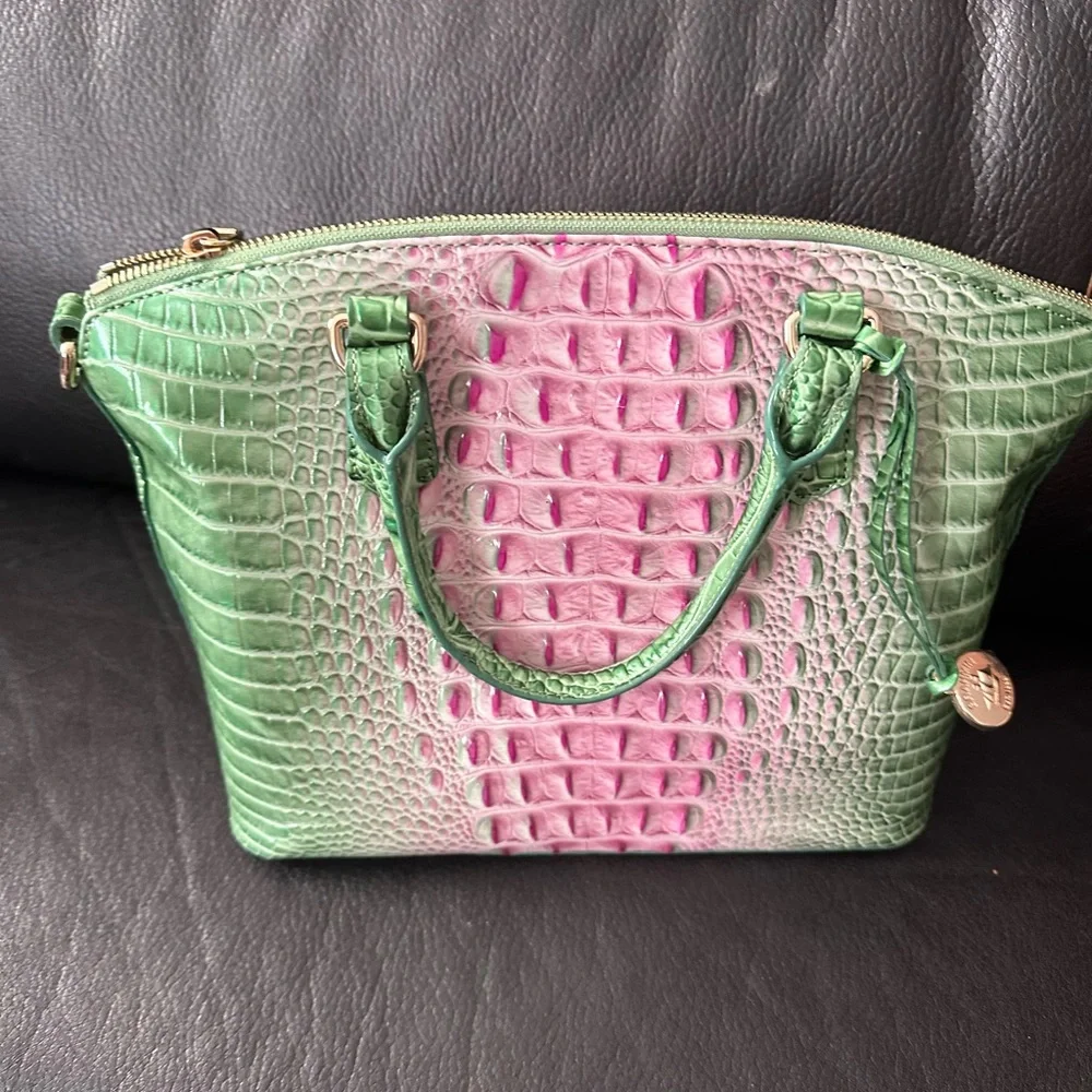 Brahmin Duxbury Medium Satchel Apple Blush Melbourne Leather 2 way cross body - Picture 3 of 10